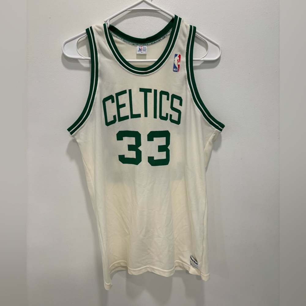 Vintage 80s Larry Bird Celtics Basketball Jersey Sand Knit Large